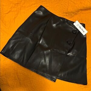 The Drop “Portia” Faux Leather Mini Skirt
